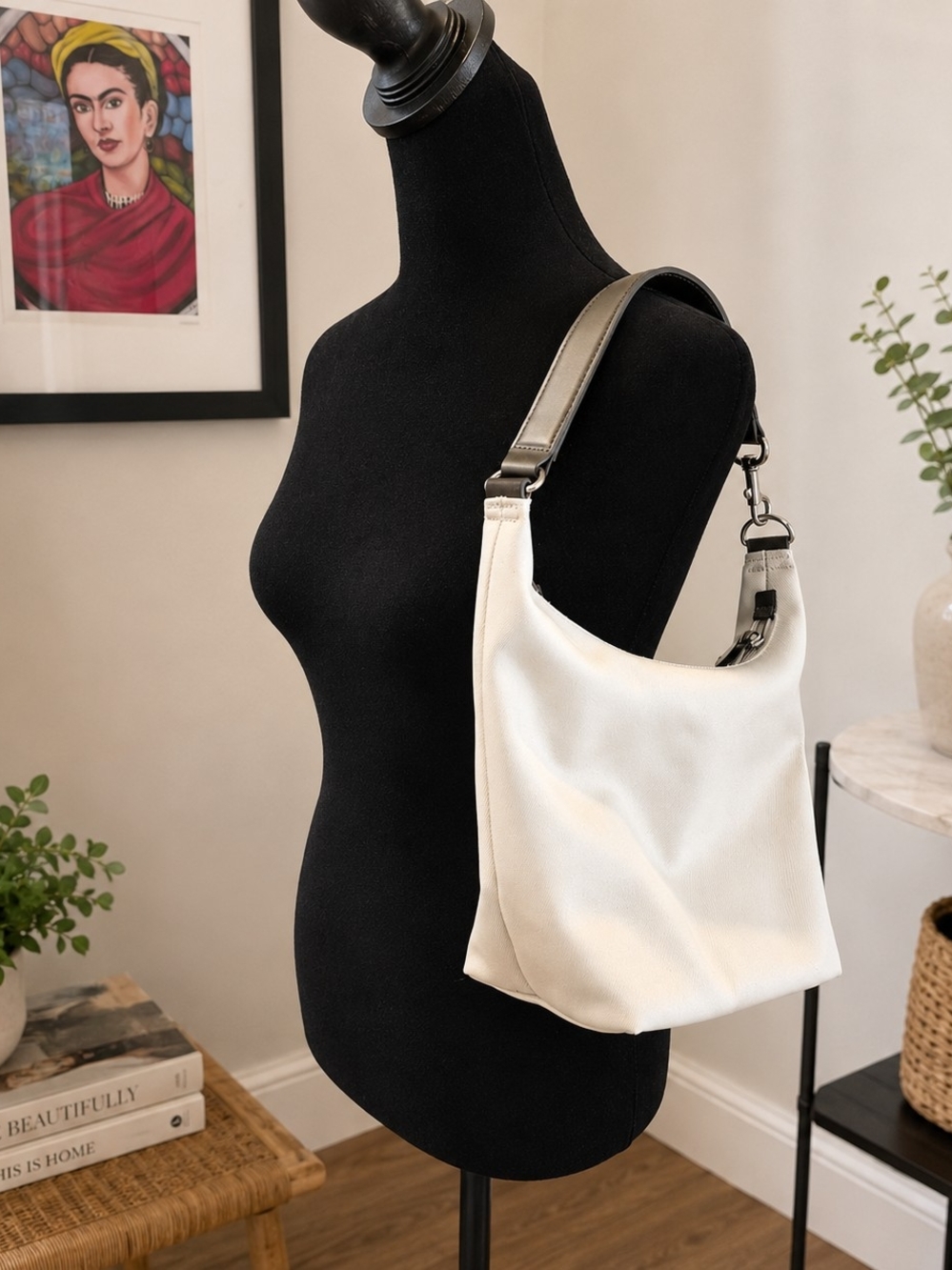 Old Navy Cream Ivory Hobo Shoulder Bag Y2K Minimalist